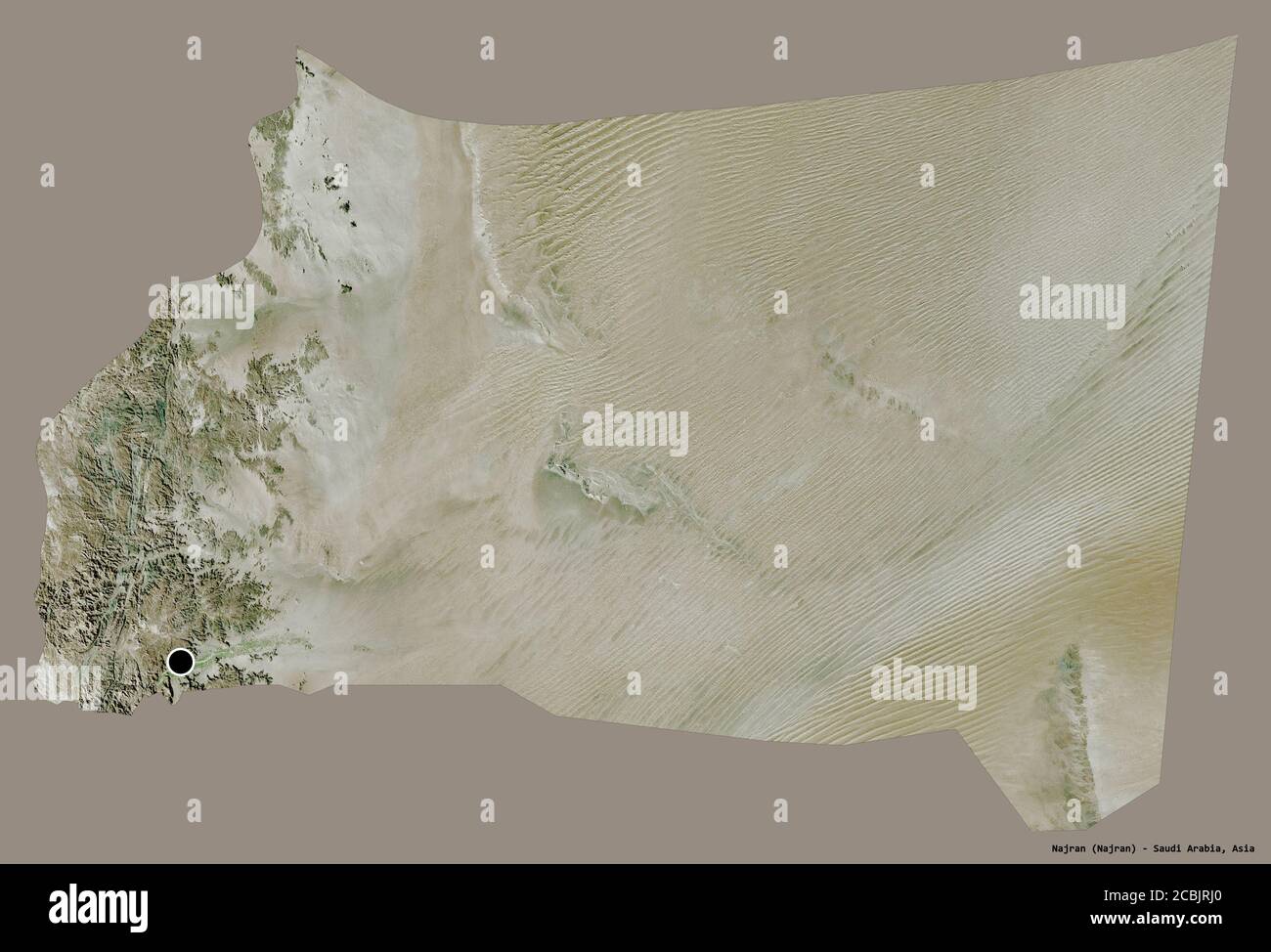 Najran Raster Data Map Shape of Najran, region of Saudi Arabia, with its capital isolated on a ...