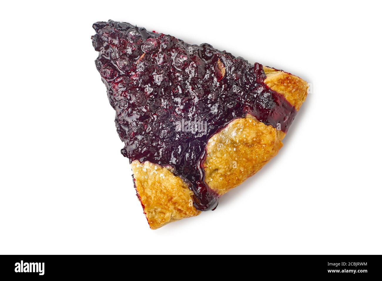 Piece of blueberries galette on white Stock Photo