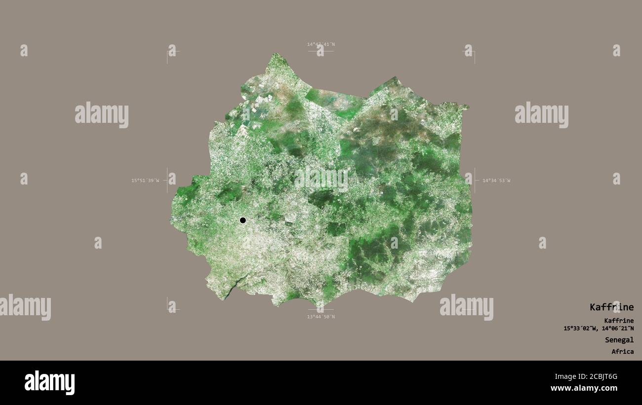 Area of Kaffrine, region of Senegal, isolated on a solid background in