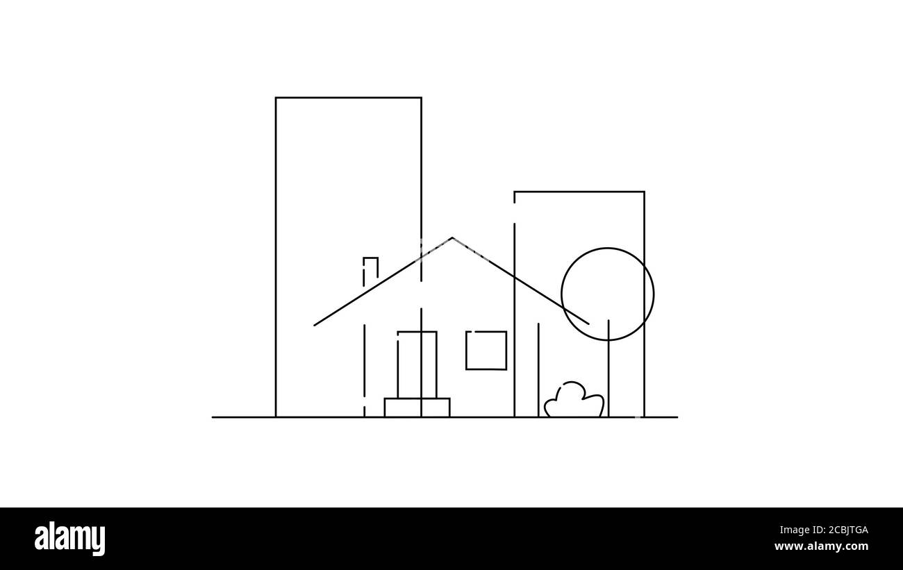 Concept of construction flat style house, isolated on white background ...