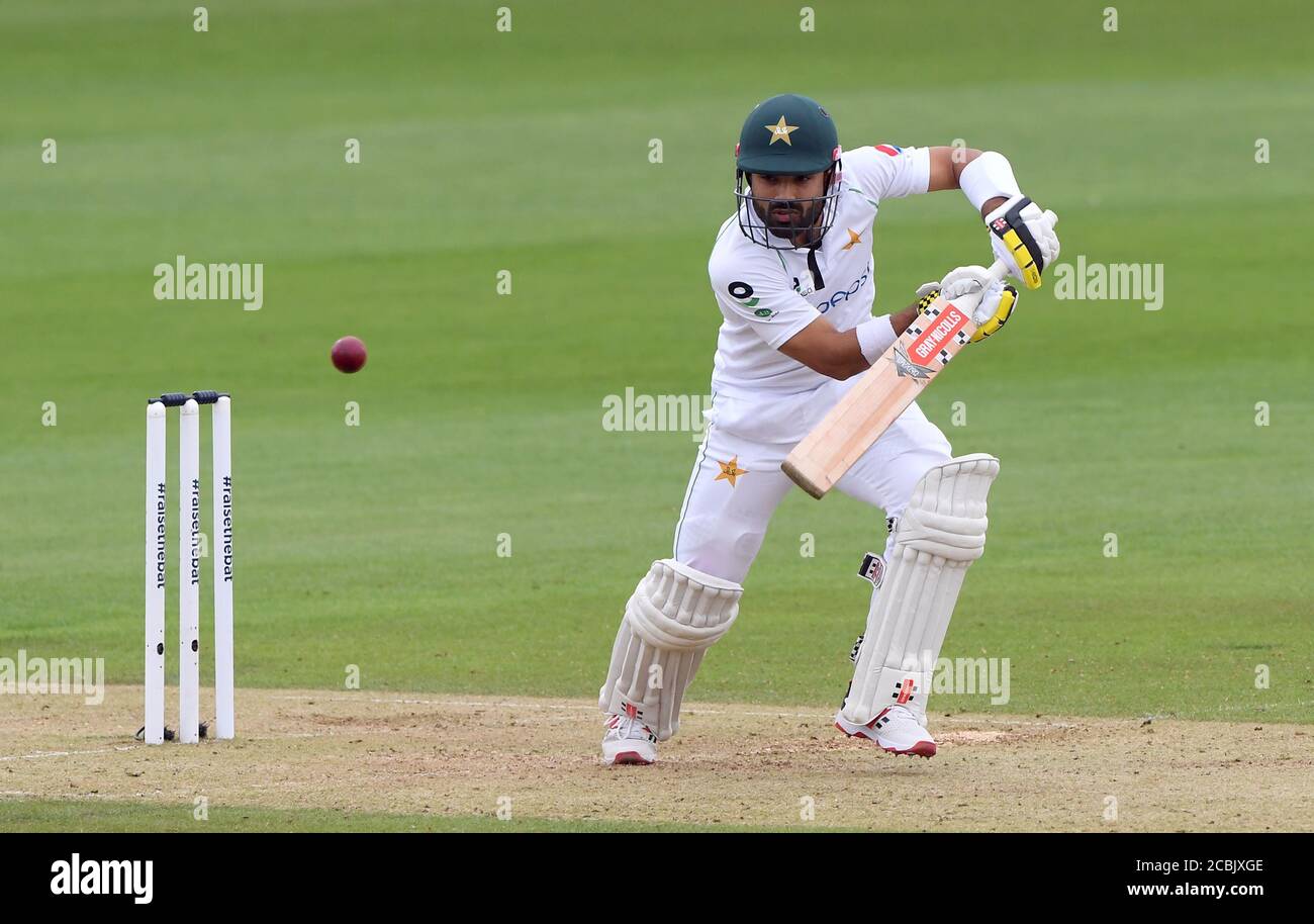 Pakistan's Mohammad Rizwan batting during day two of the Second Test match at the Ageas Bowl, Southampton. Stock Photo
