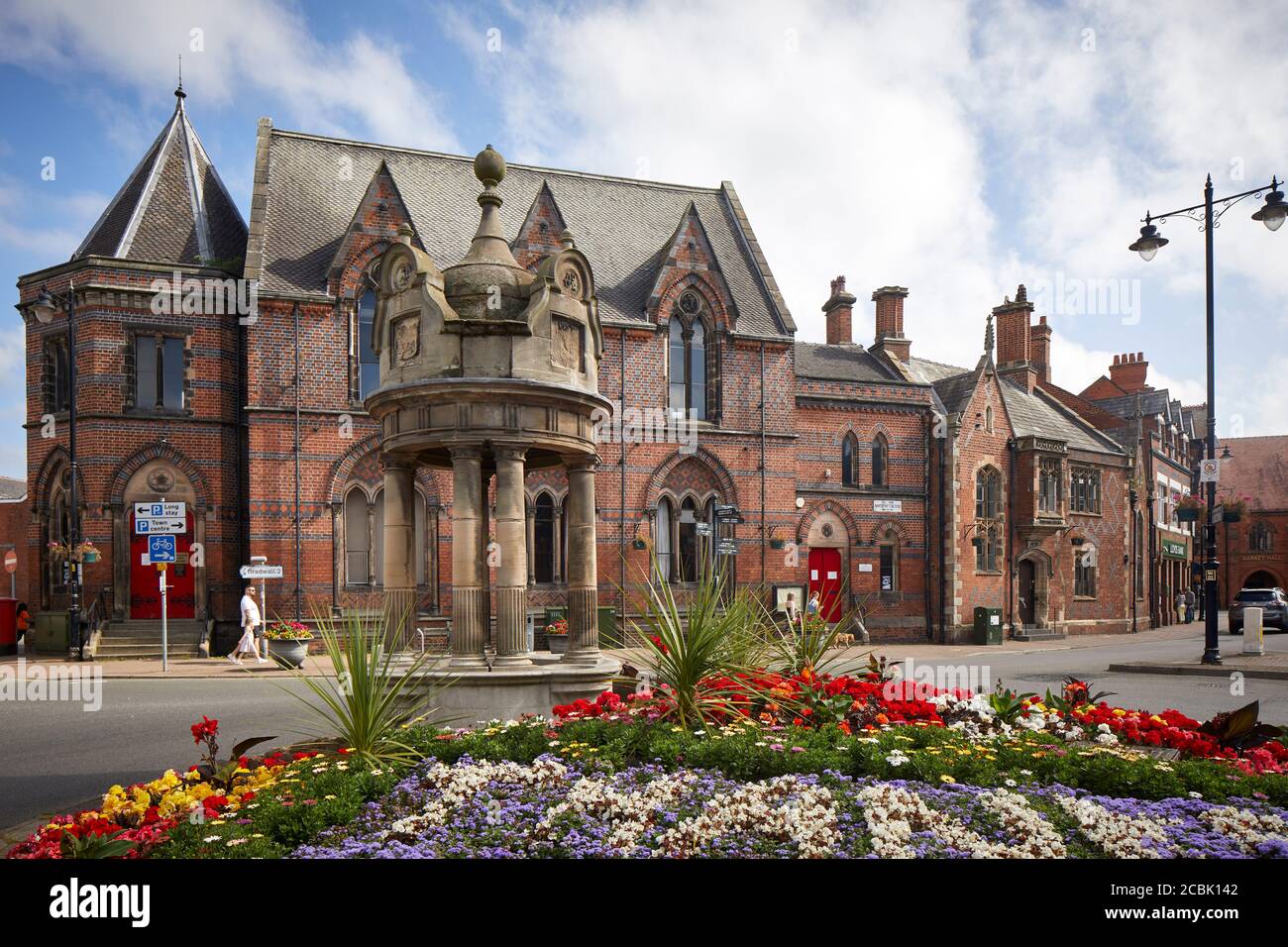 Sandbach market town Cheshire Hightown Drinking Fountain  Sandbach Town Council Sandbach Literary Institution renowned architect Sir George Gilbert Sc Stock Photo