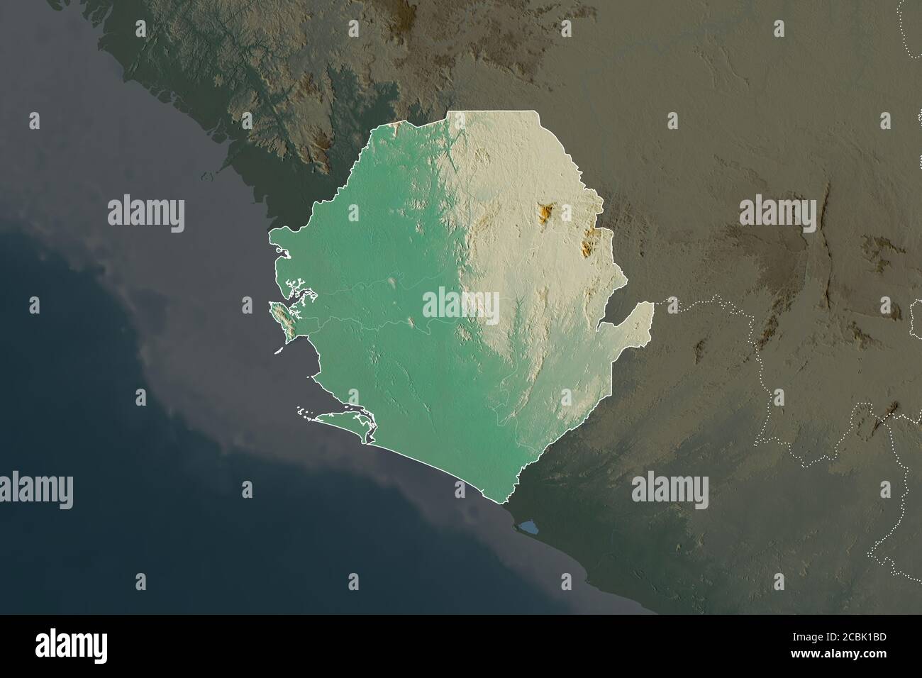 Shape of Sierra Leone separated by the desaturation of neighboring ...