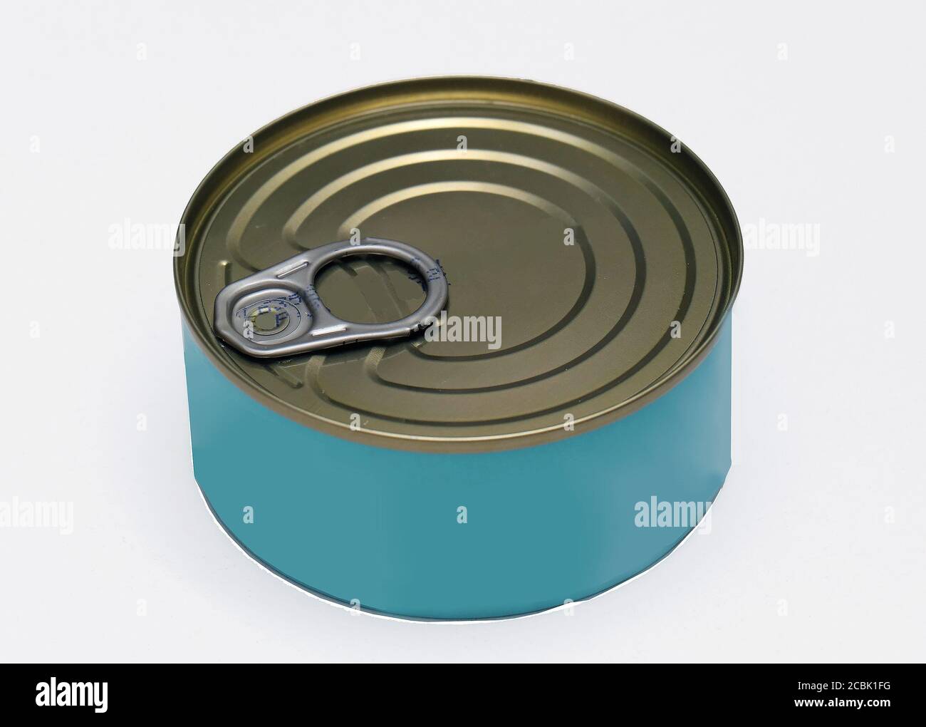 Closed metal tuna can on white background Stock Photo Alamy