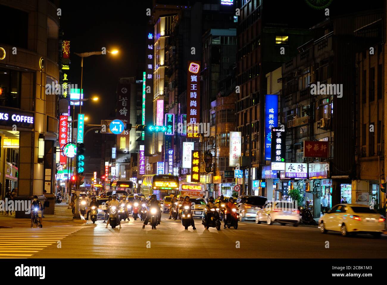 Taipei Taiwan - Street photo Xizang Road in Zhongzheng District at night Stock Photo