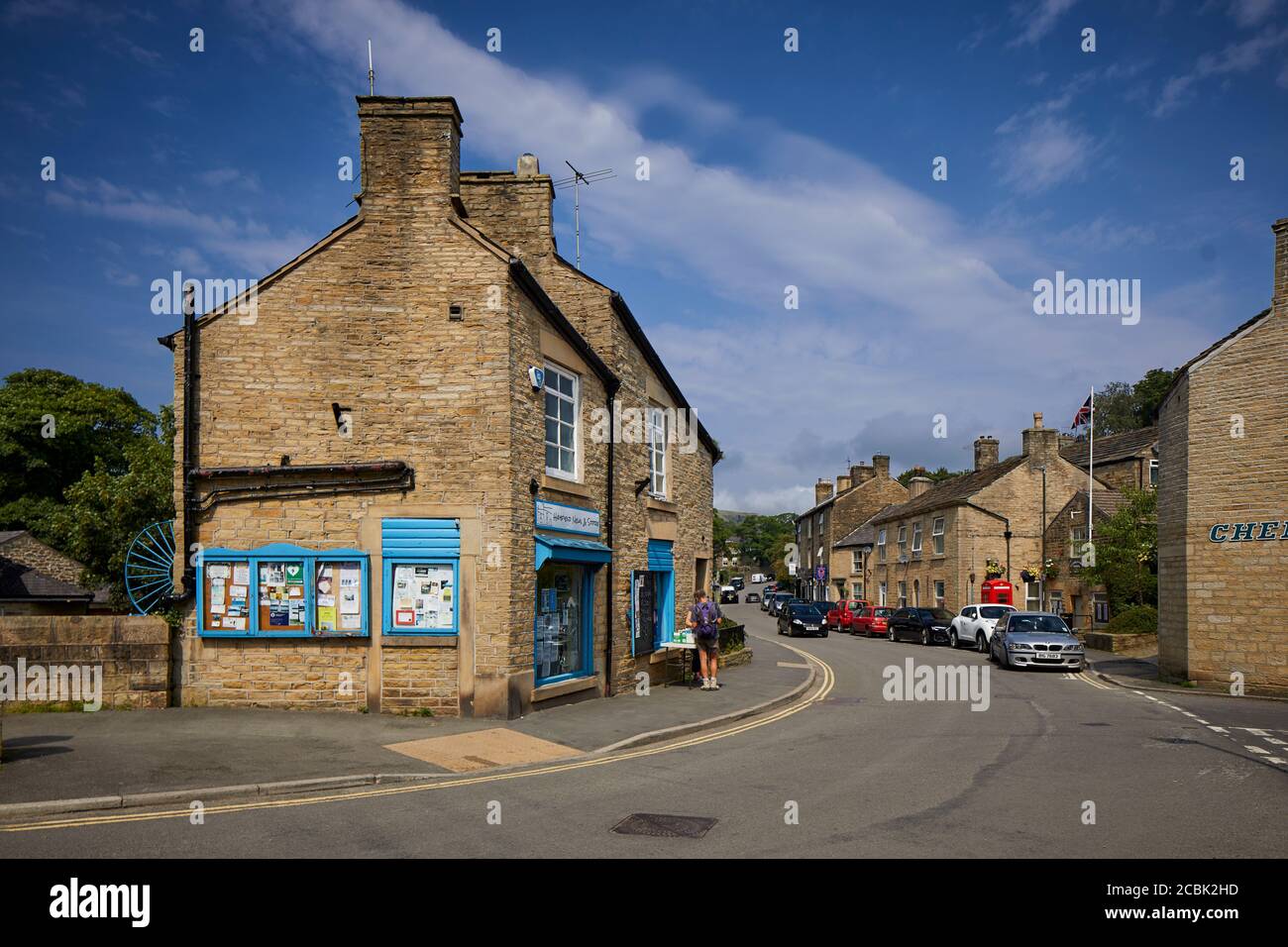 Hayfield village, High Peak, Derbyshire, small shop on Church Street Stock Photo