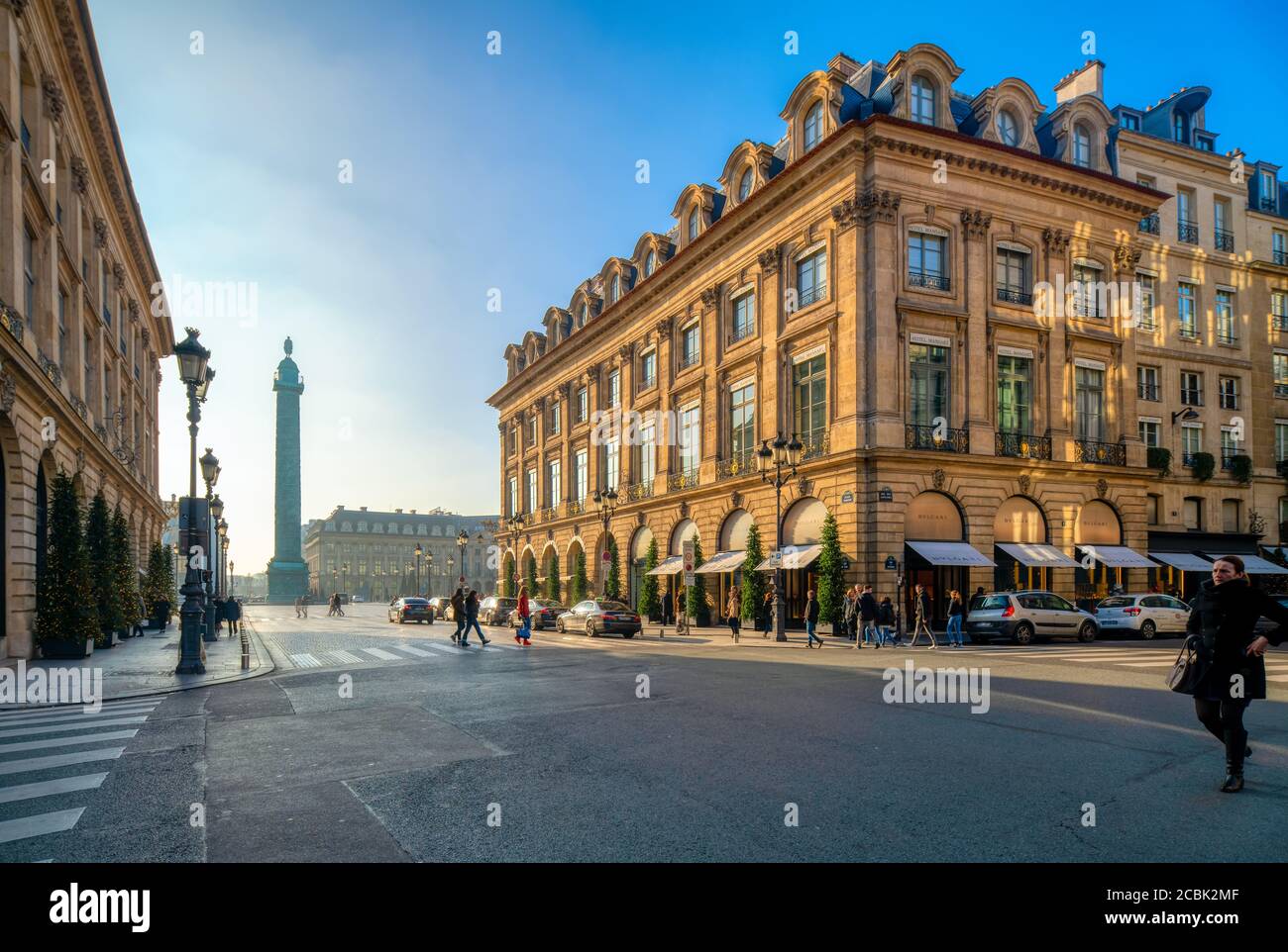 Place Vendome from Rue de la Paix, Paris, France. Stock Photo