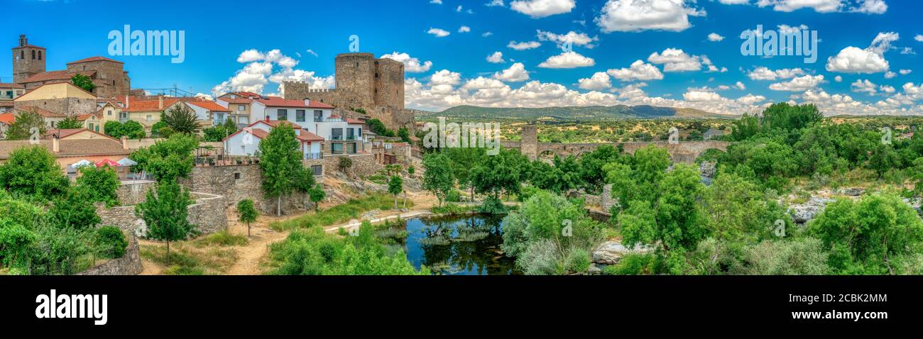 Panoramic view of Puente del Congosto, province of Salamanca, Spain. Stock Photo