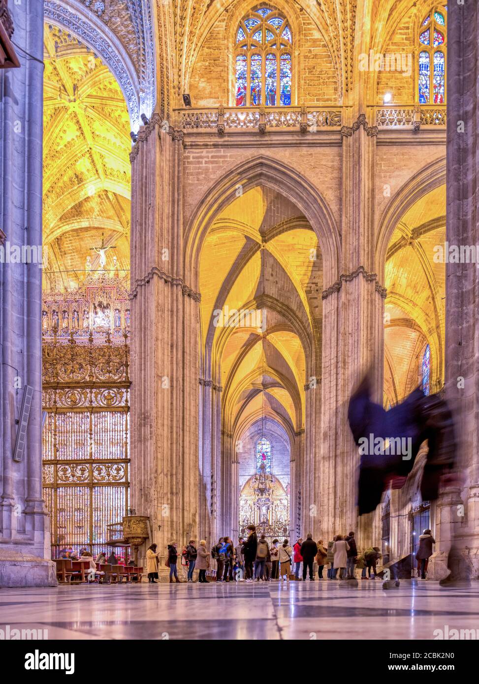 Gothic aisle, Cathedral of Seville, Spain. Stock Photo