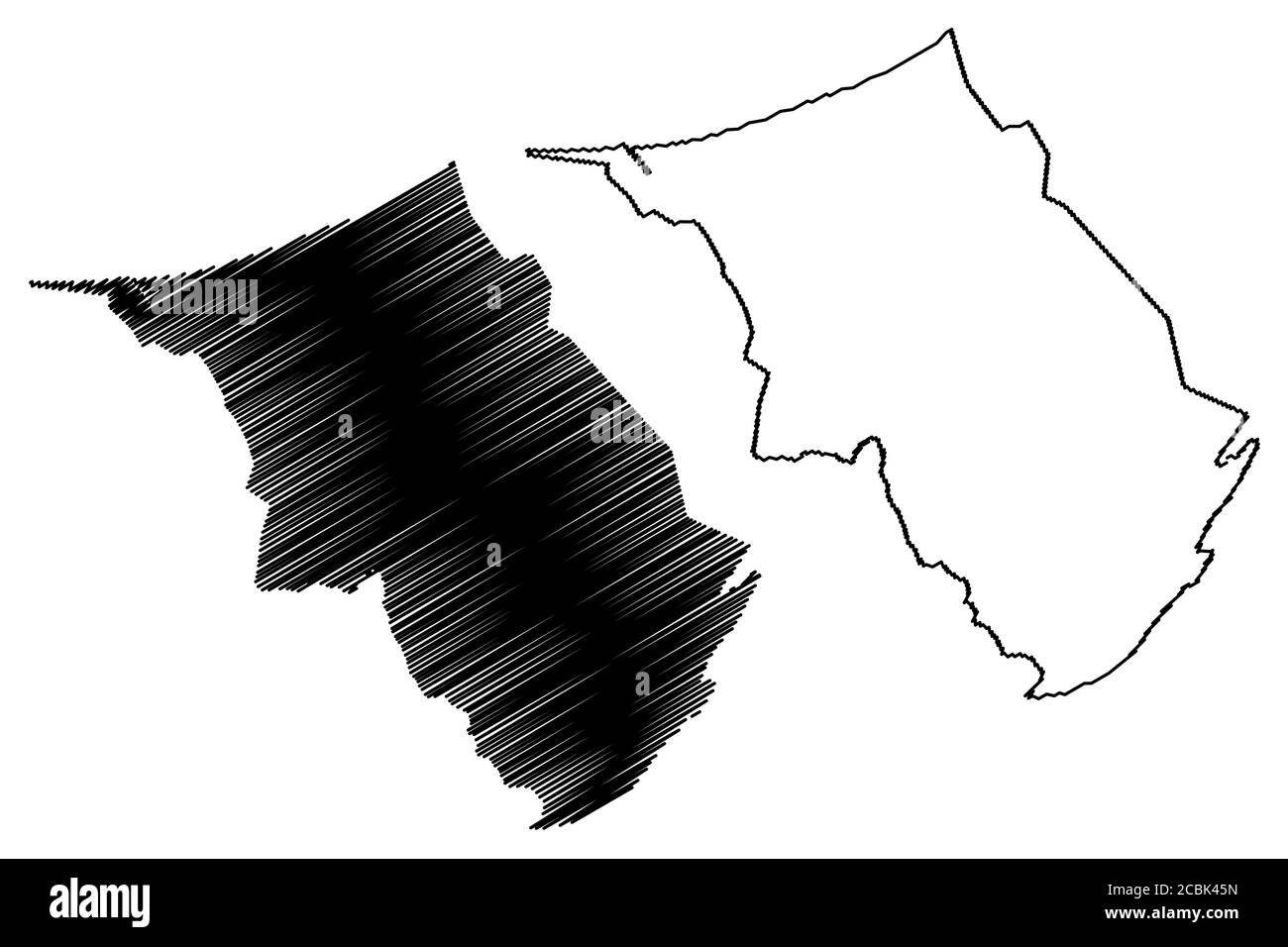 Belait District (Nation of Brunei, the Abode of Peace, Borneo island) map vector illustration, scribble sketch Belait map Stock Vector