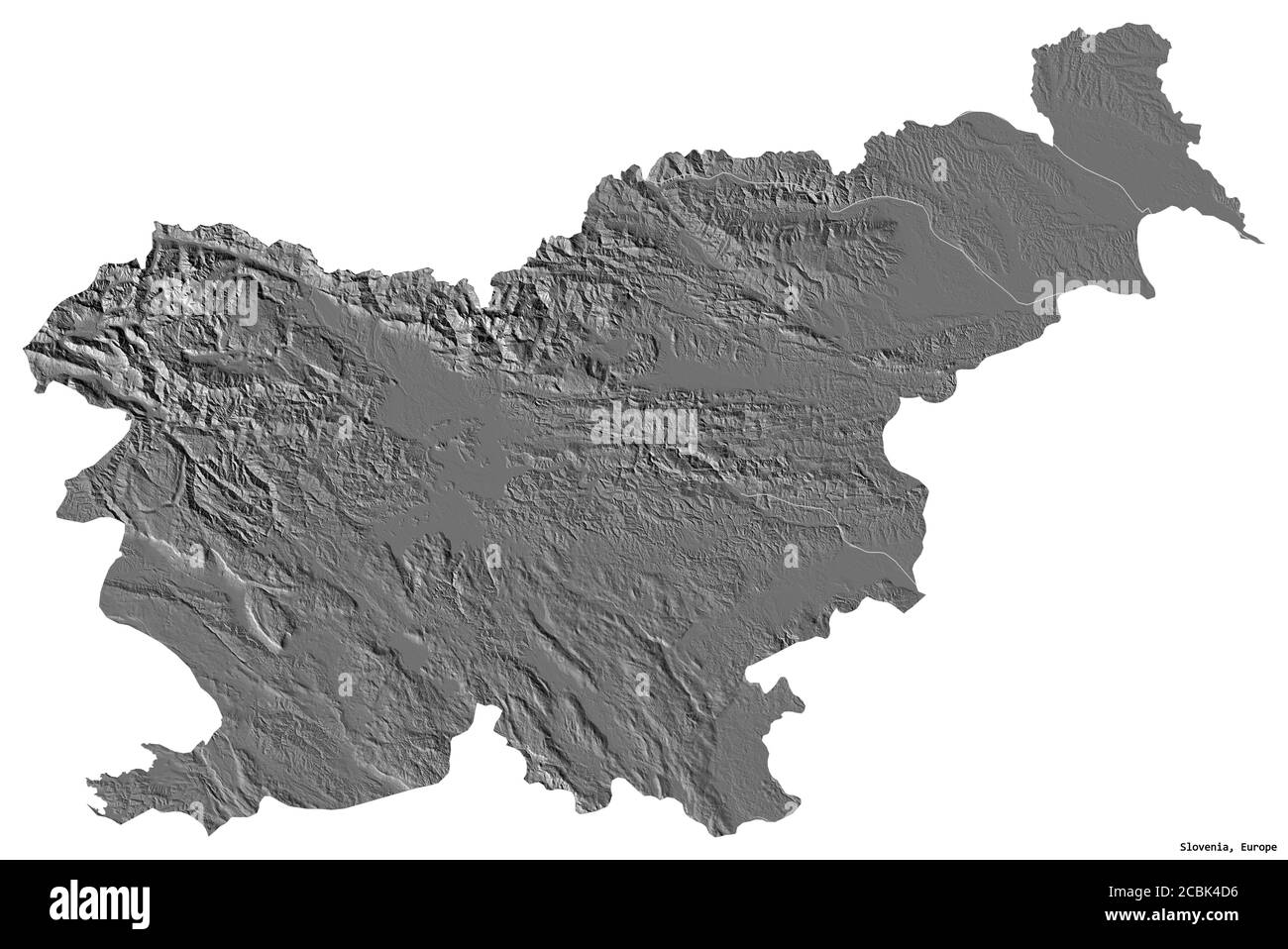 Shape of Slovenia with its capital isolated on white background ...