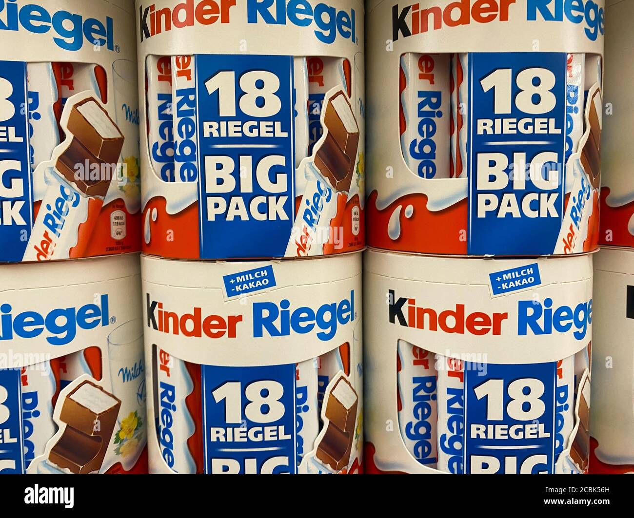 Viersen, Germany - July 9. 2020: View on stack Kinder Riegel chocolate bar  boxes in shelf of german supermarket Stock Photo - Alamy