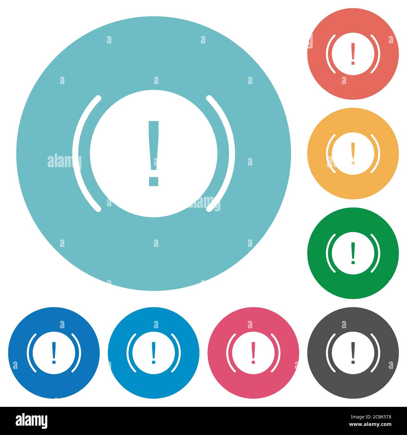 Car dashboard handbrake indicator flat white icons on round color