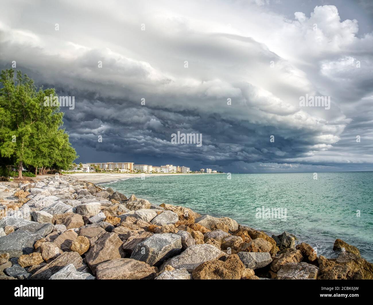 Summer storm over Gulf of Mexcio in southwest city of Venice Florida in the United States Stock Photo