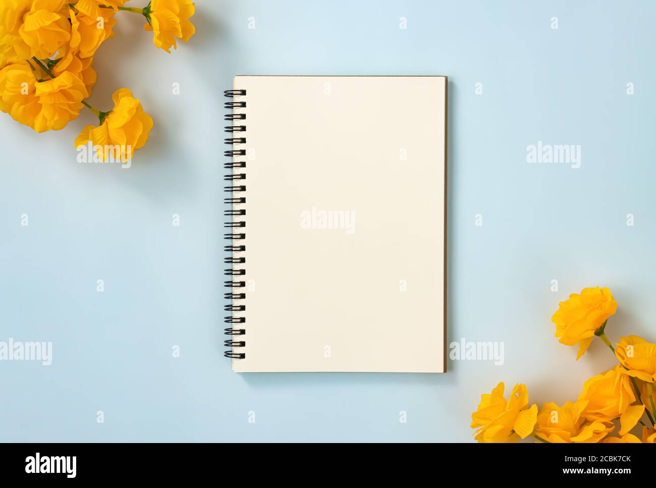 Spiral Notebook or Spring Notebook in Unlined Type and Orange Flowers