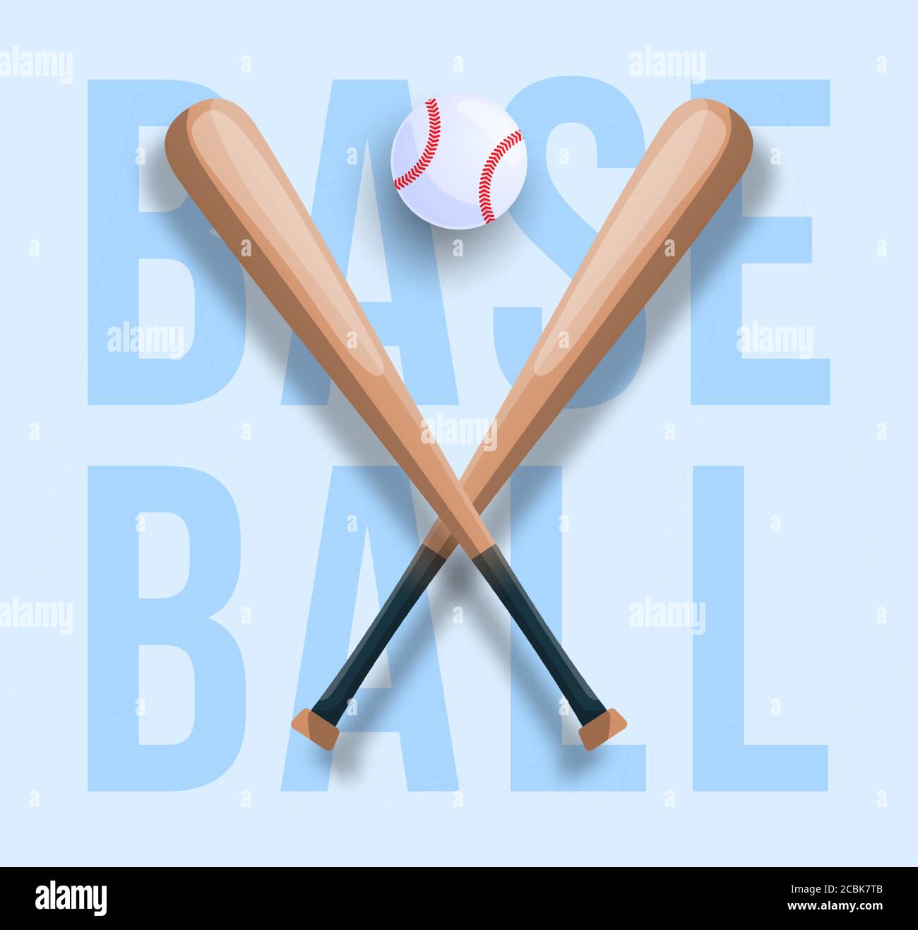 Realistic baseball concept with baseball crossed bat, ball and text