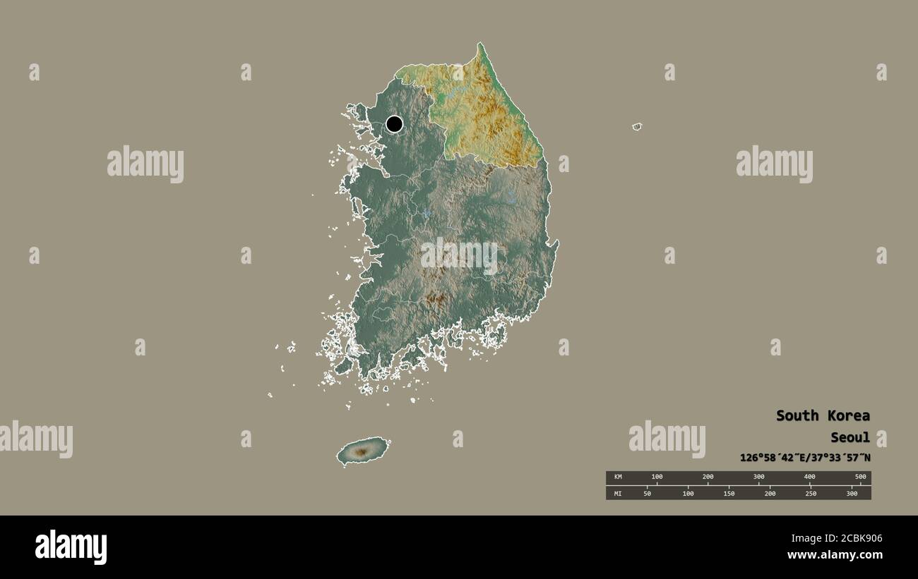 South korea relief map hi-res stock photography and images - Alamy