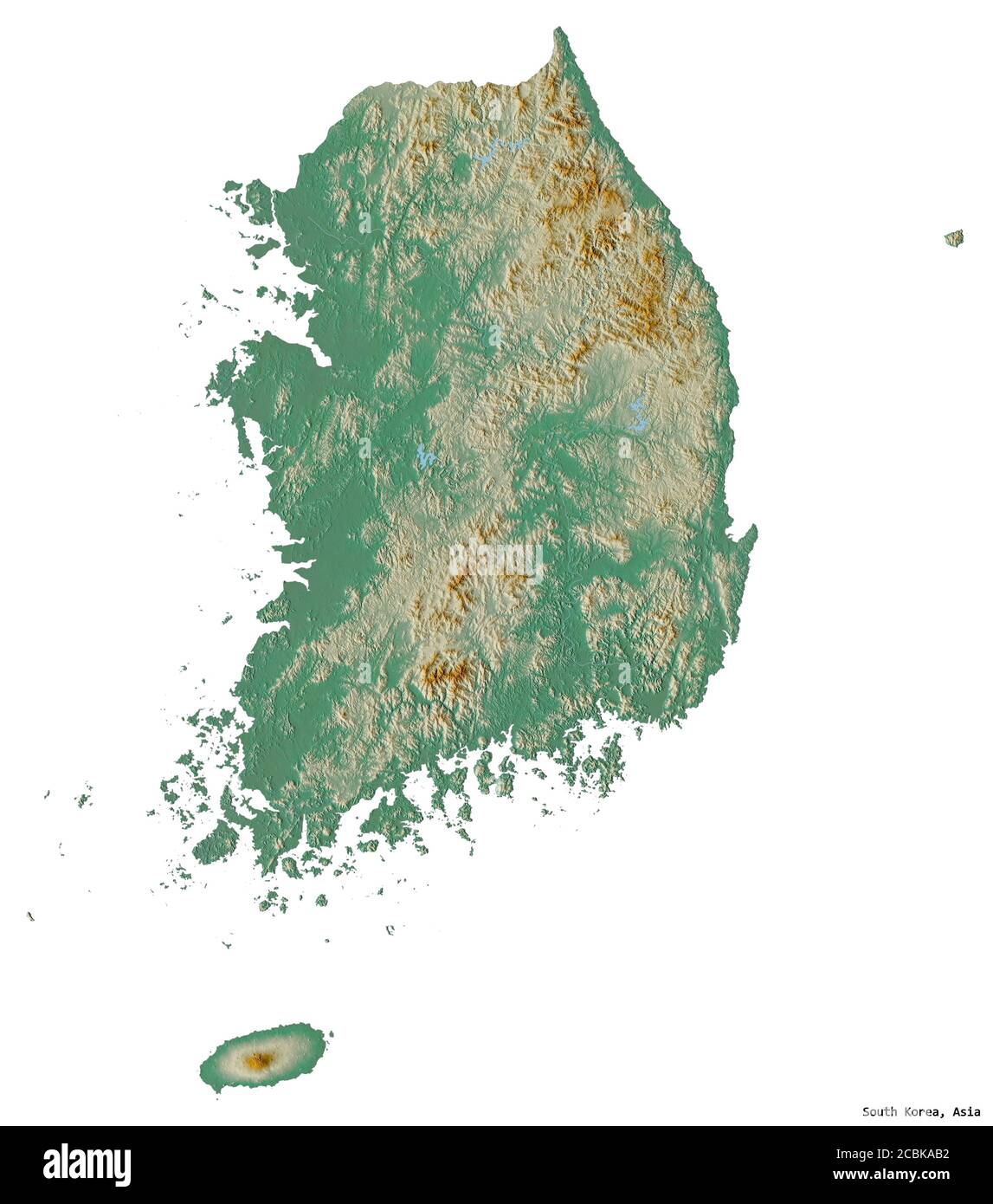 South Korea 3d Map Shape Of South Korea With Its Capital Isolated On White Background.  Topographic Relief Map. 3D Rendering Stock Photo - Alamy