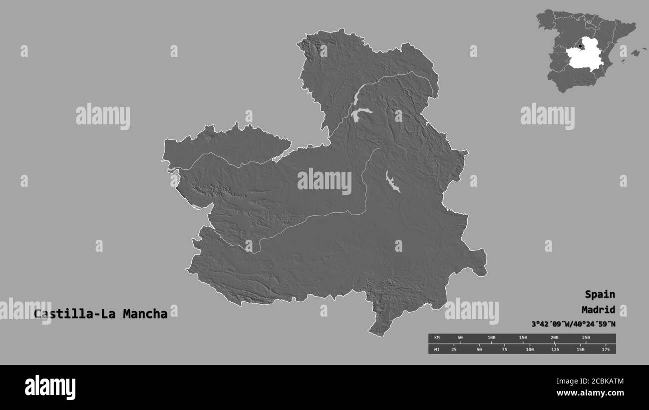 Shape of CastillaLa Mancha, autonomous community of Spain, with its
