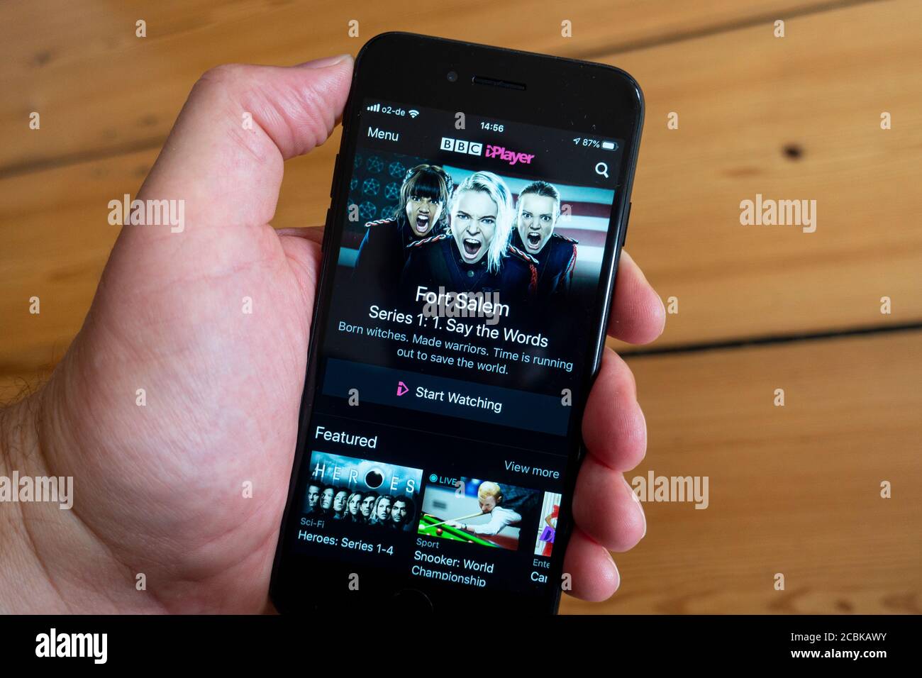 Detail of BBC iPlayer video streaming and catch up app on an smart phone screen Stock Photo