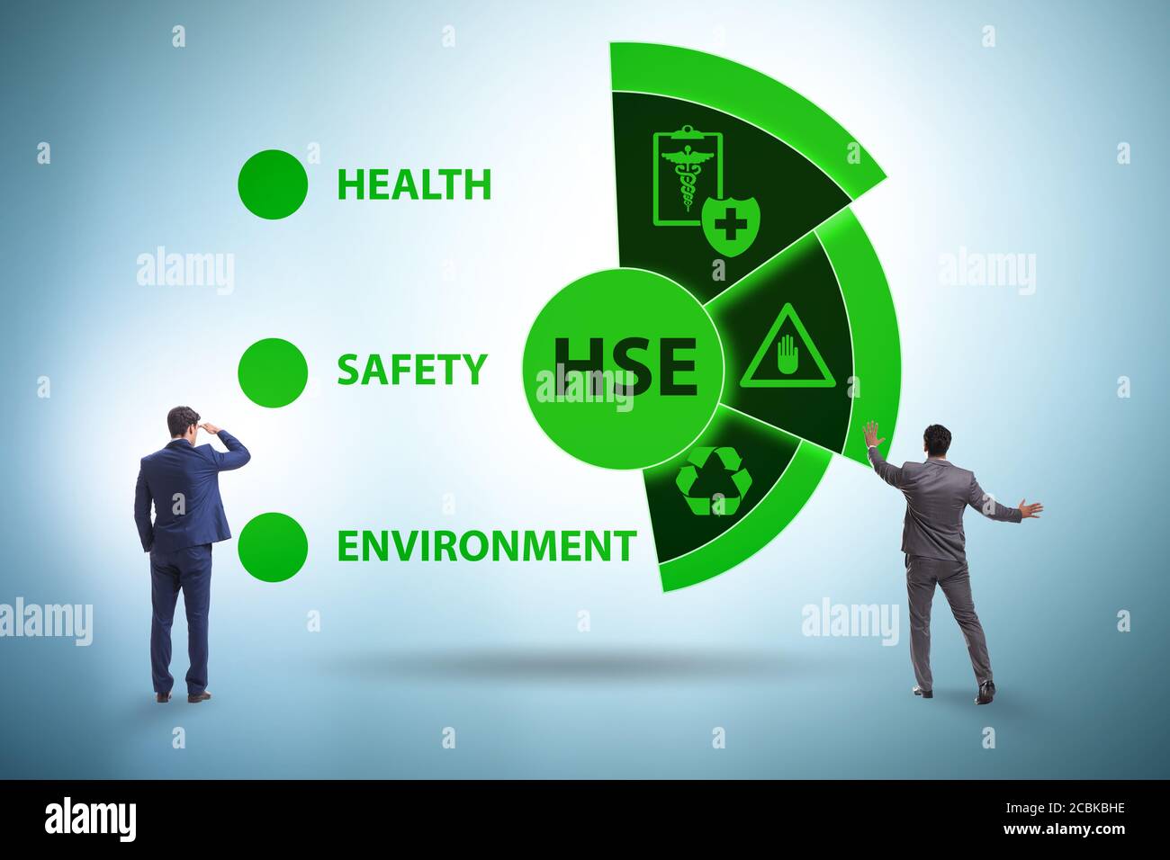 HSE concept for health safety environment with the businessman Stock ...