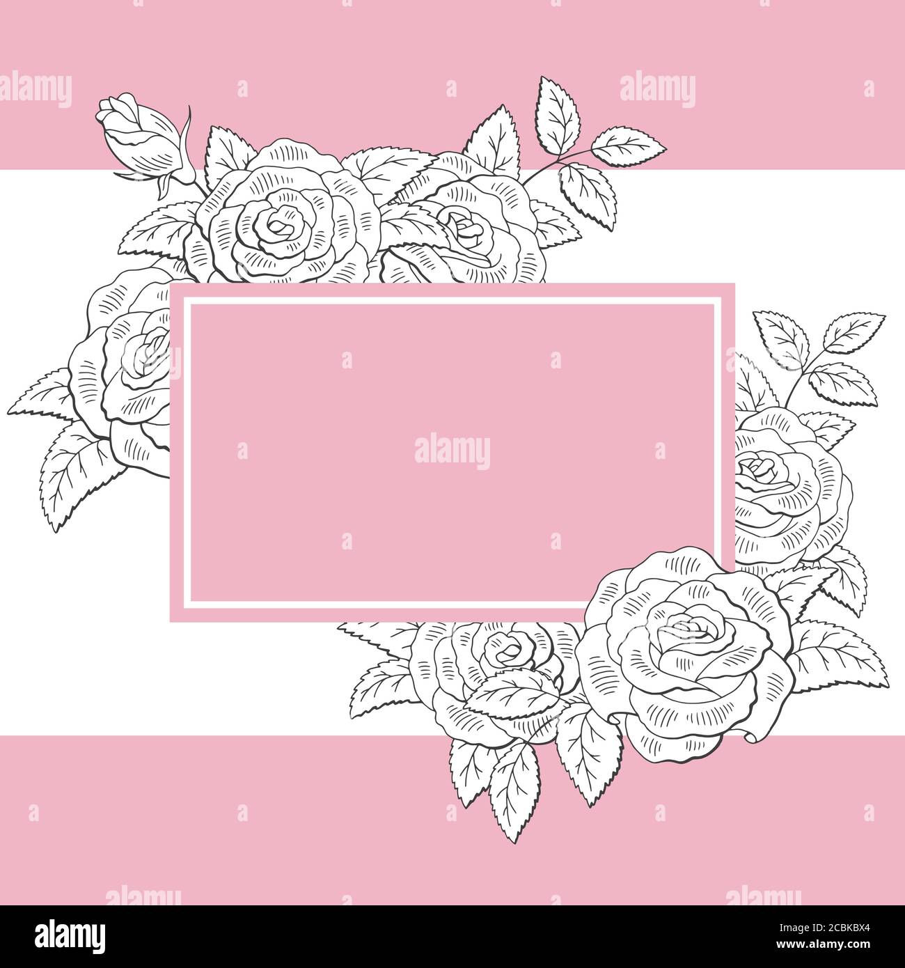Rose flower graphic bouquet pink background sketch illustration vector Stock Vector