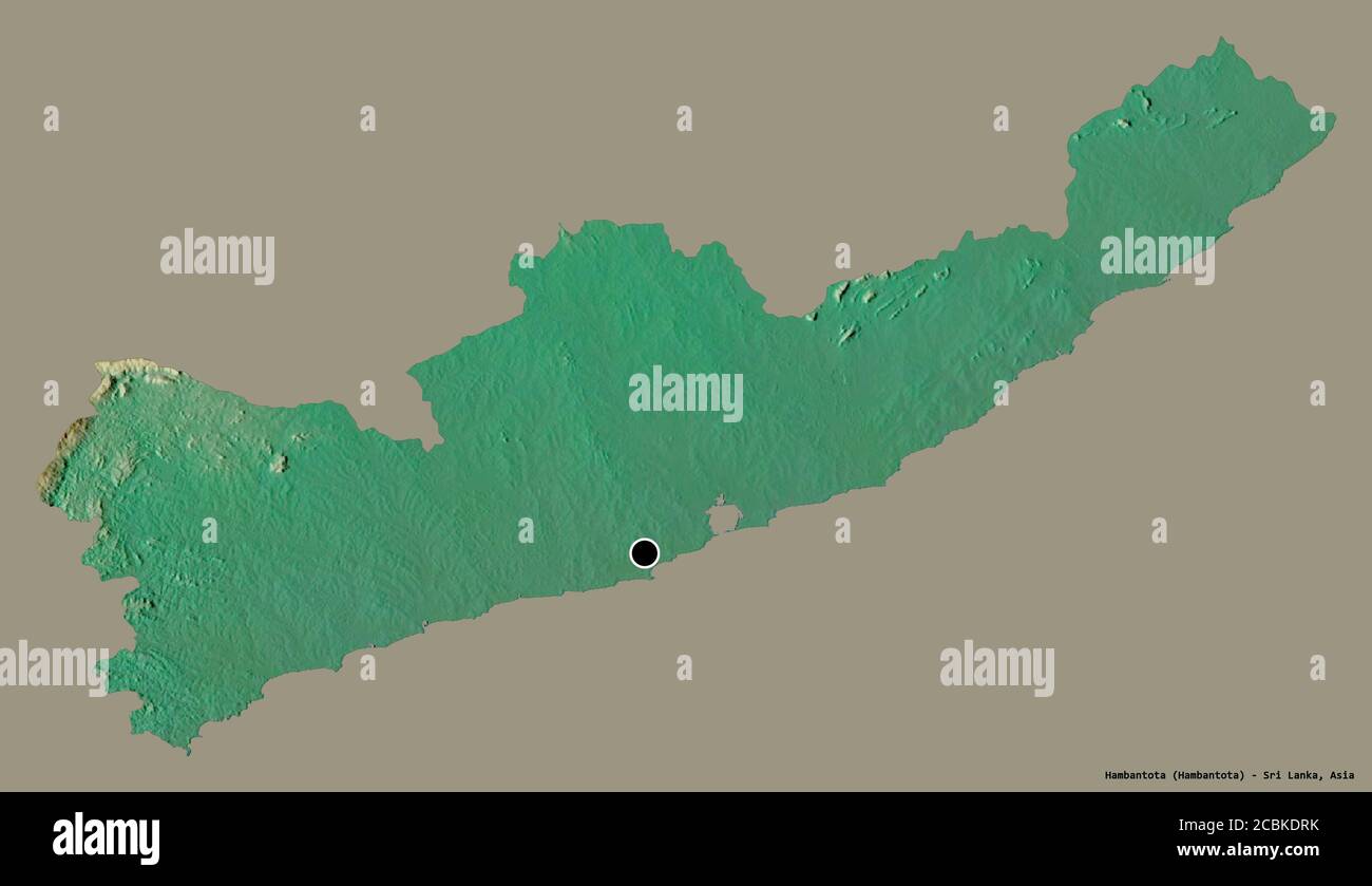 Hambantota Sri Lanka Map Shape Of Hambantota, District Of Sri Lanka, With Its Capital Isolated On A  Solid Color Background. Topographic Relief Map. 3D Rendering Stock Photo -  Alamy