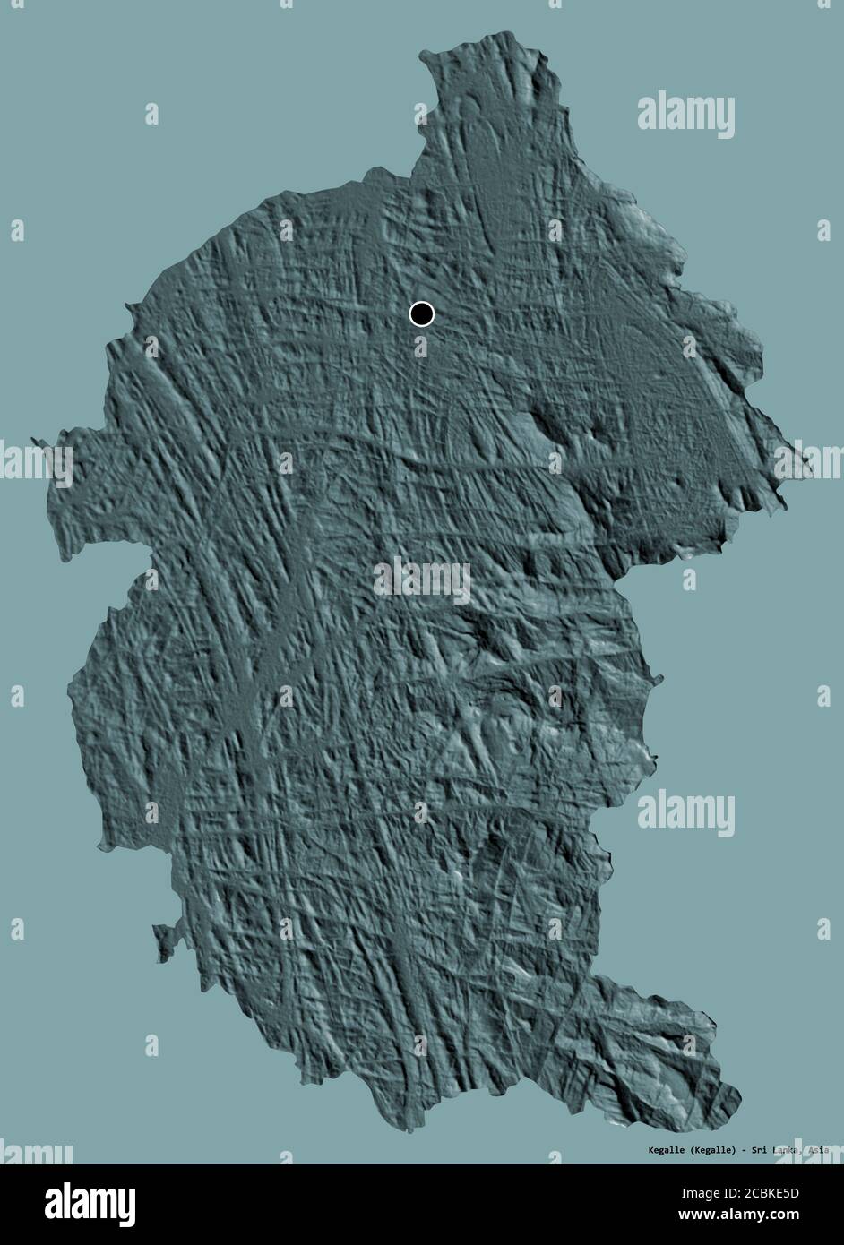 Shape of Kegalle, district of Sri Lanka, with its capital isolated on a