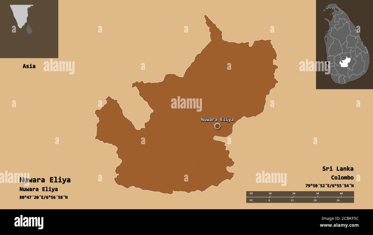 Nuwara Eliya District Map Sri Lanka Shape Of Nuwara Eliya, District Of Sri Lanka, With Its Capital Isolated On  White Background. Bilevel Elevation Map. 3D Rendering Stock Photo - Alamy