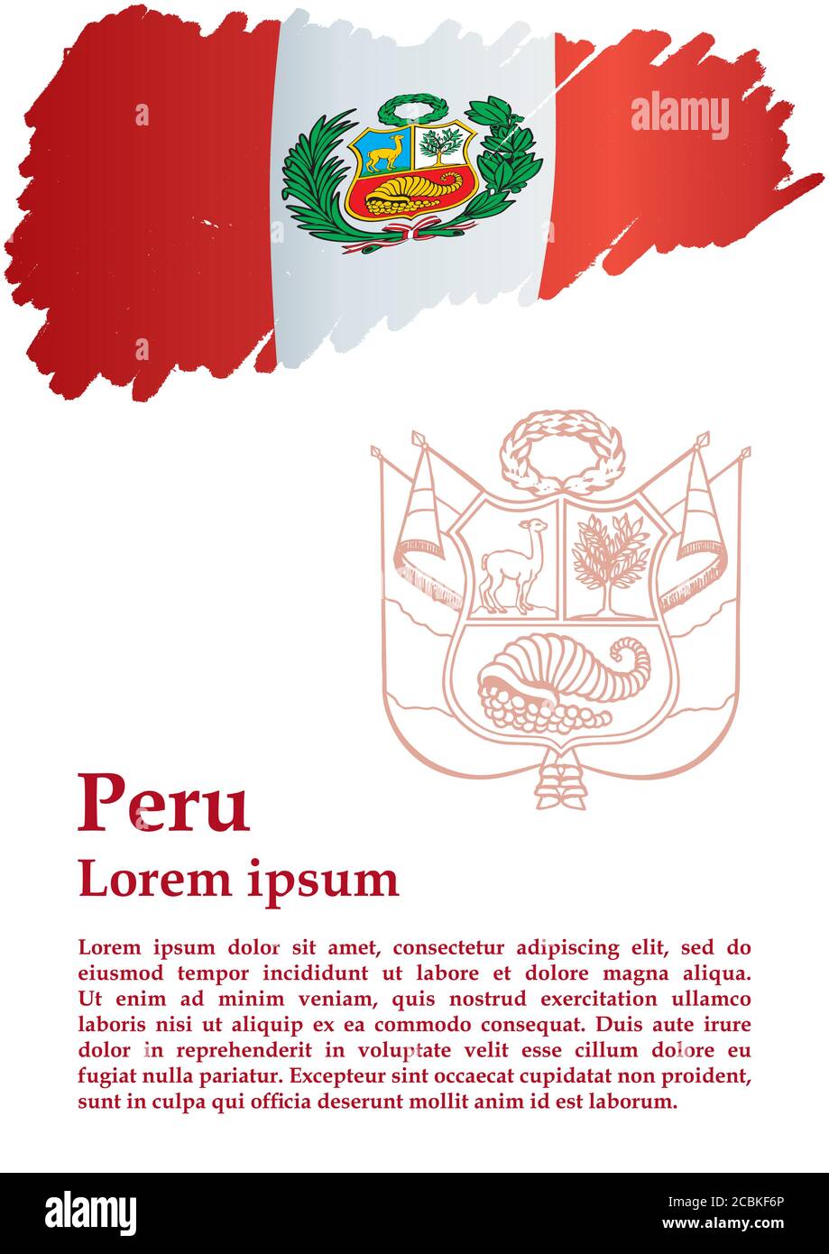 Flag of Peru, Republic of Peru. Template for award design, an official ...