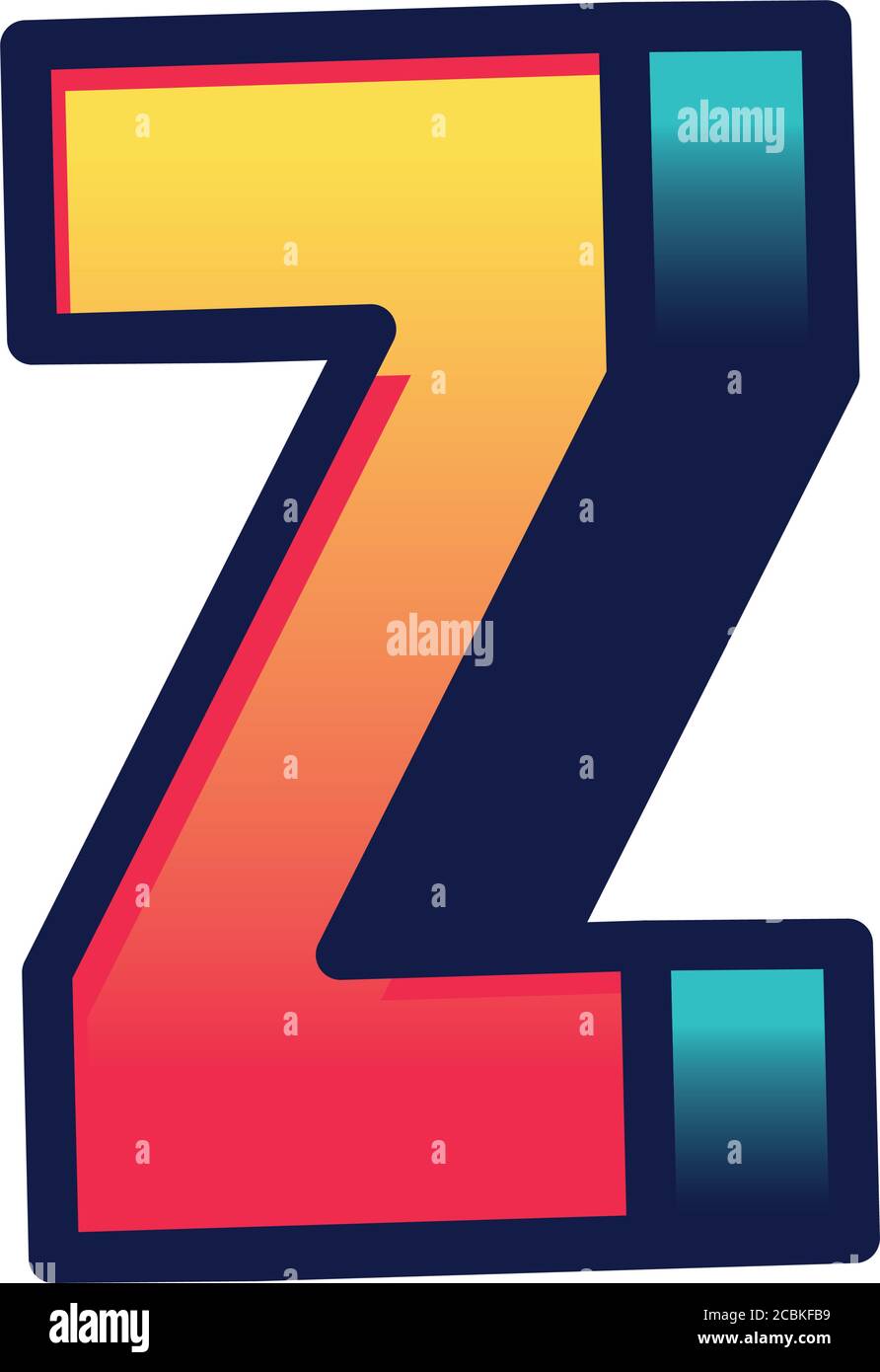 3d z gradient letter design, lettering typography retro and comic theme ...