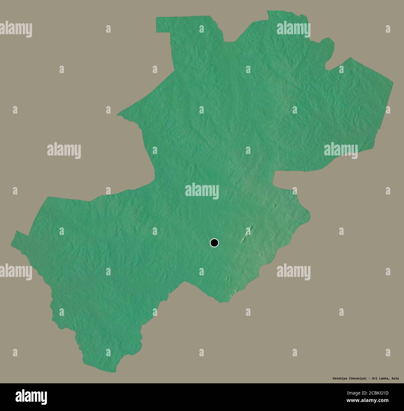 Sri Lanka Vavuniya Map Shape Of Vavuniya, District Of Sri Lanka, With Its Capital Isolated On A  Solid Color Background. Topographic Relief Map. 3D Rendering Stock Photo -  Alamy