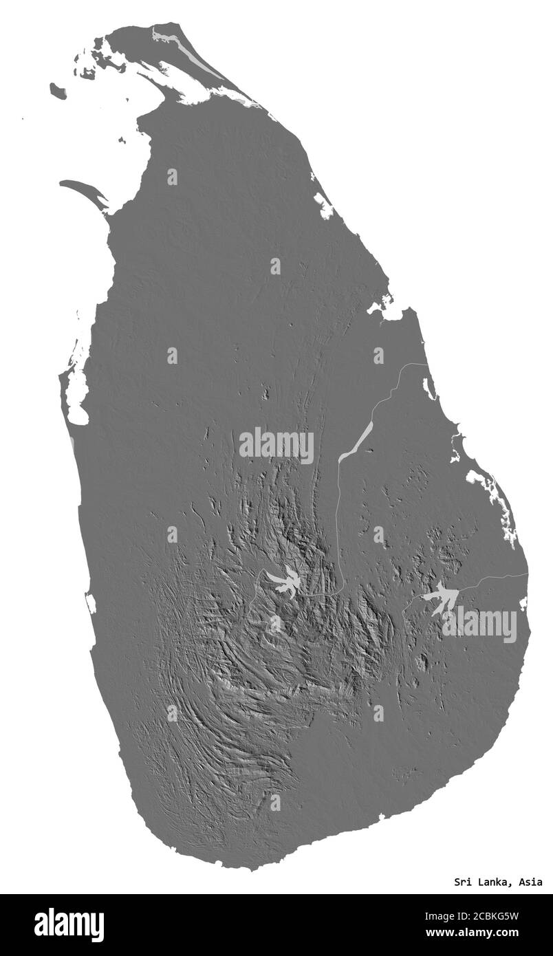 Elevation Map Sri Lanka Shape Of Sri Lanka With Its Capital Isolated On White Background. Bilevel Elevation  Map. 3D Rendering Stock Photo - Alamy