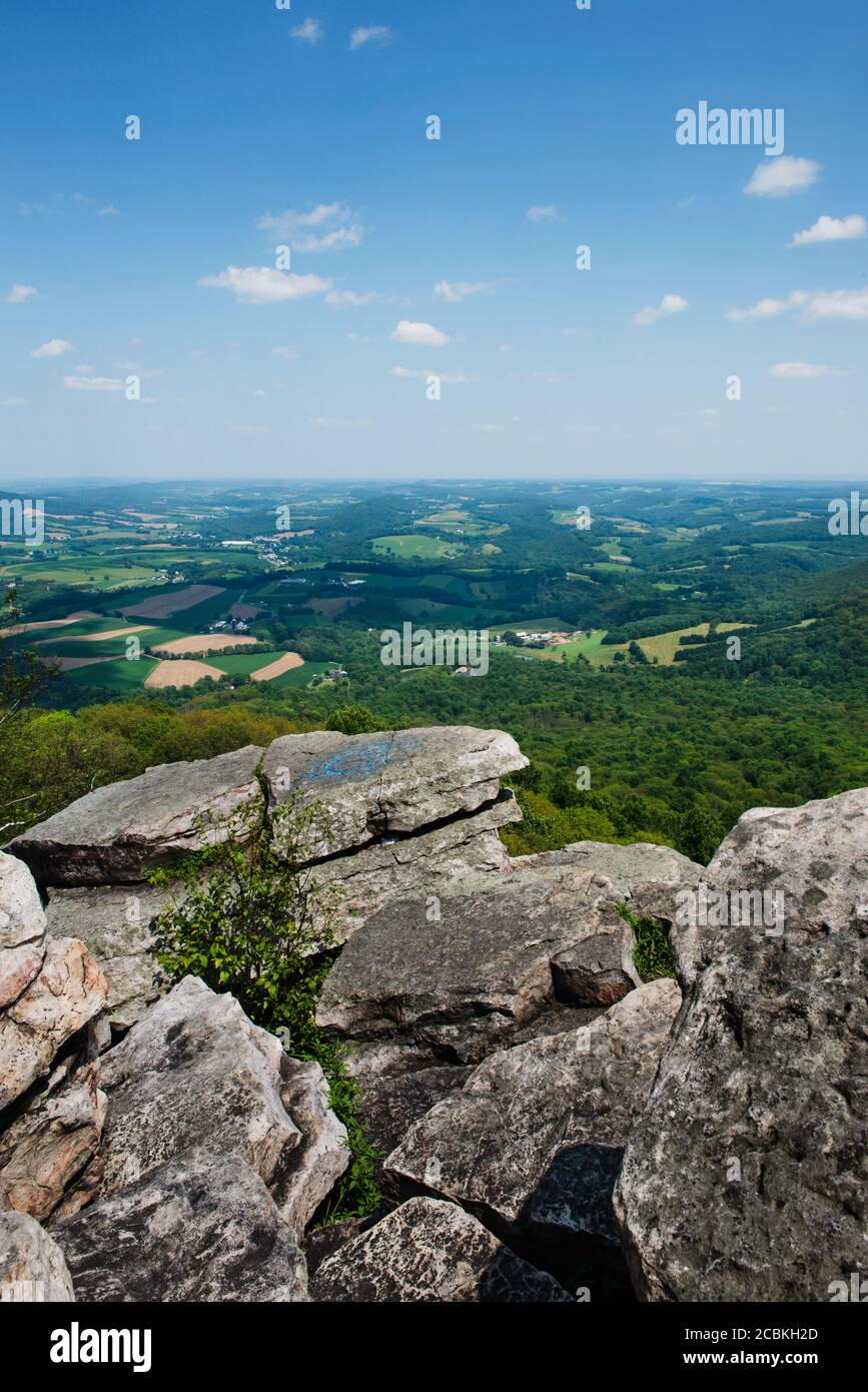 View from the Pinnacle of the Appalachian trail, Hamburg, Pennsylvania Stock Photo