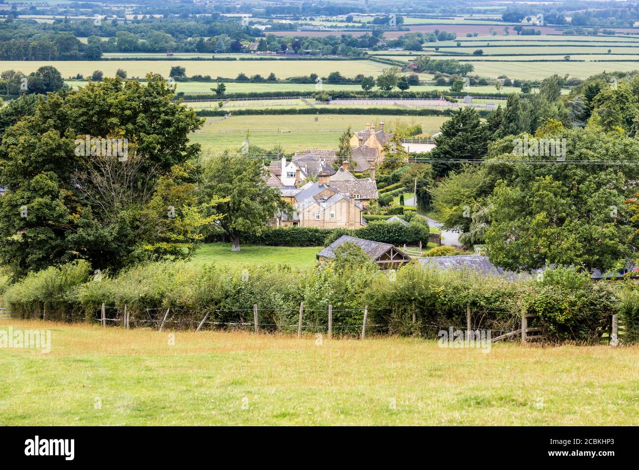 The Cotswold village of Laverton lying at the foot of the Cotswold scarp in Gloucestershire, UK Stock Photo