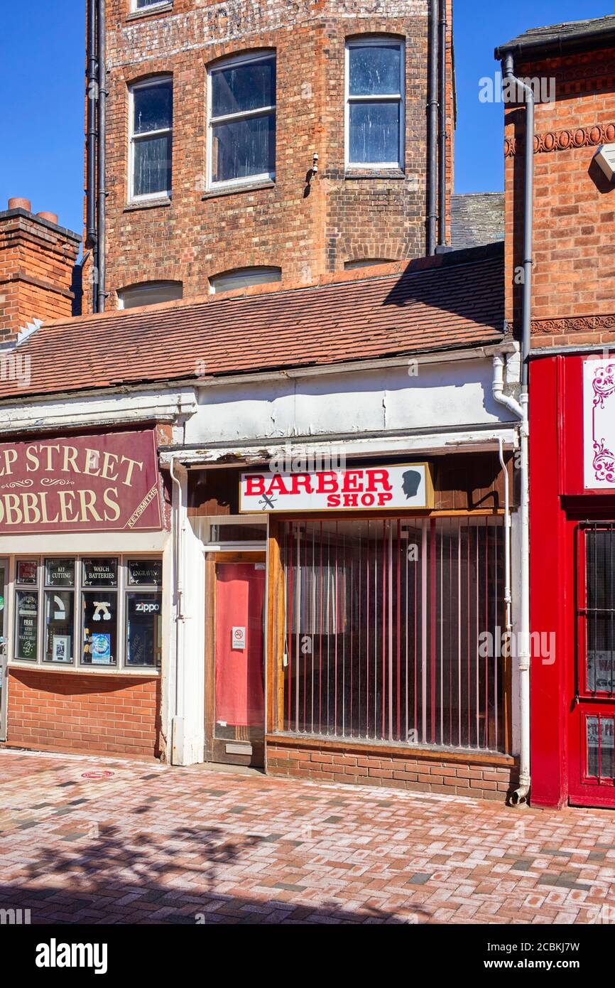 Barber shop in the High Street, Rugby, Warwickshire Stock Photo