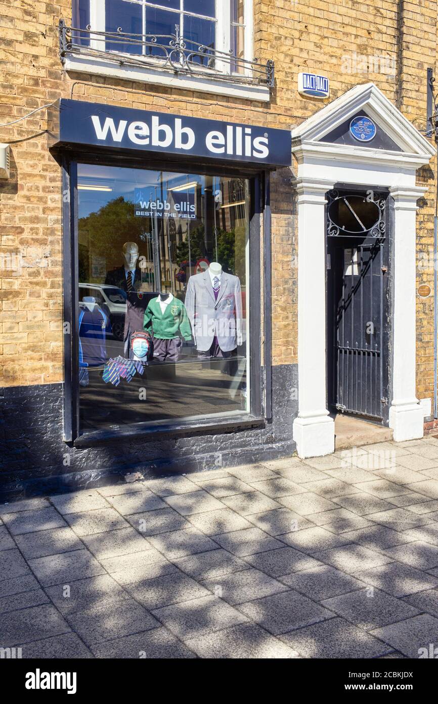 Webb Ellis Rugby School clothing shop in Rugby, Warwickshire Stock Photo -  Alamy