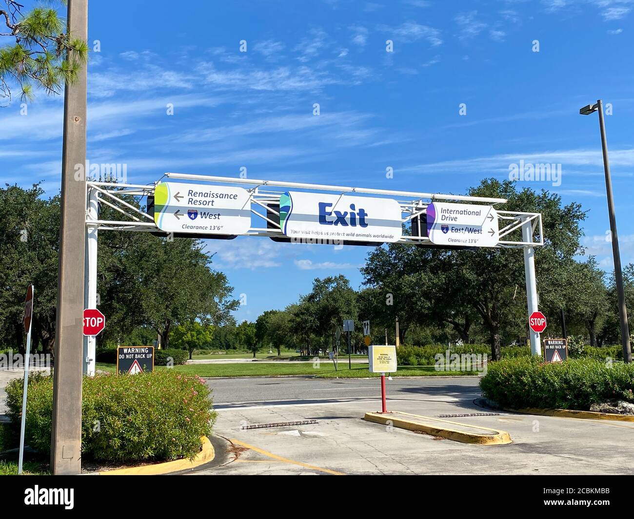 Orlando,FL/USA 6/18/20 The exit sign in the parking lot at SeaWorld