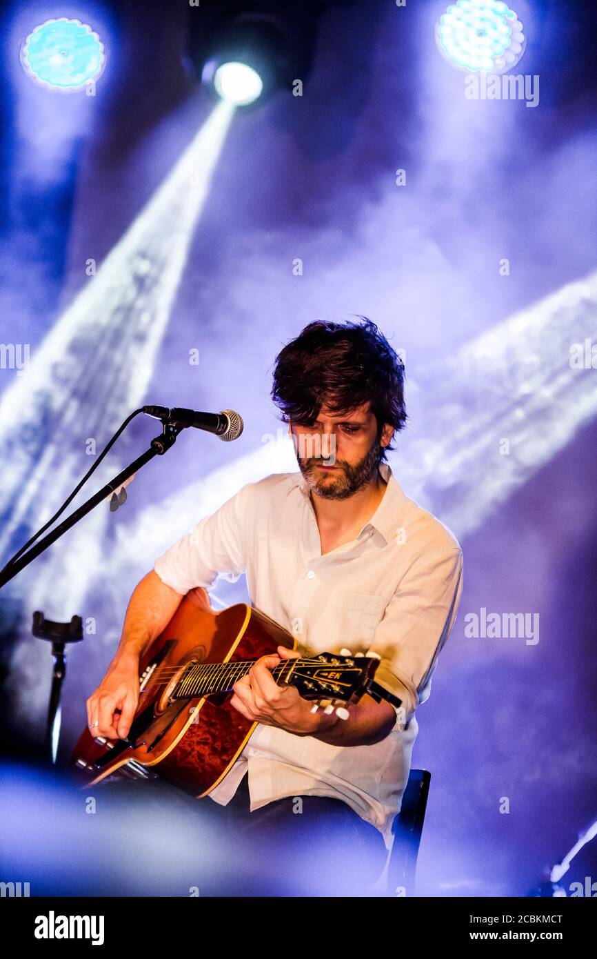 Dente, pseudonym of Giuseppe Peveri, in acoustic concert in SEI - Sud Est Indipendente Festival, Castello Volante di Corigliano d'Otranto. (Photo by Luigi Rizzo/Pacific Press) Credit: Pacific Press Media Production Corp./Alamy Live News Stock Photo