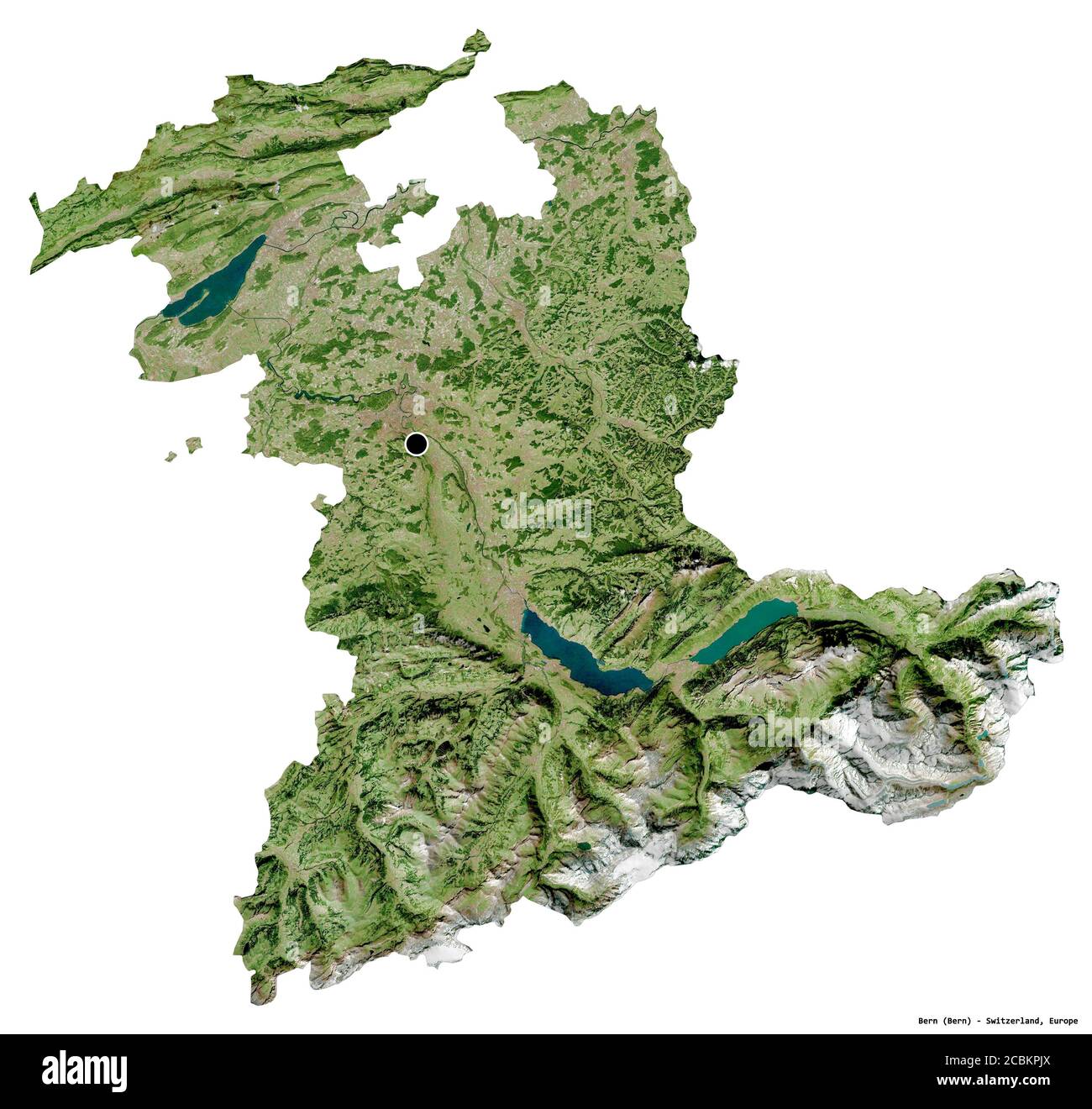 Shape of Bern, canton of Switzerland, with its capital isolated on ...
