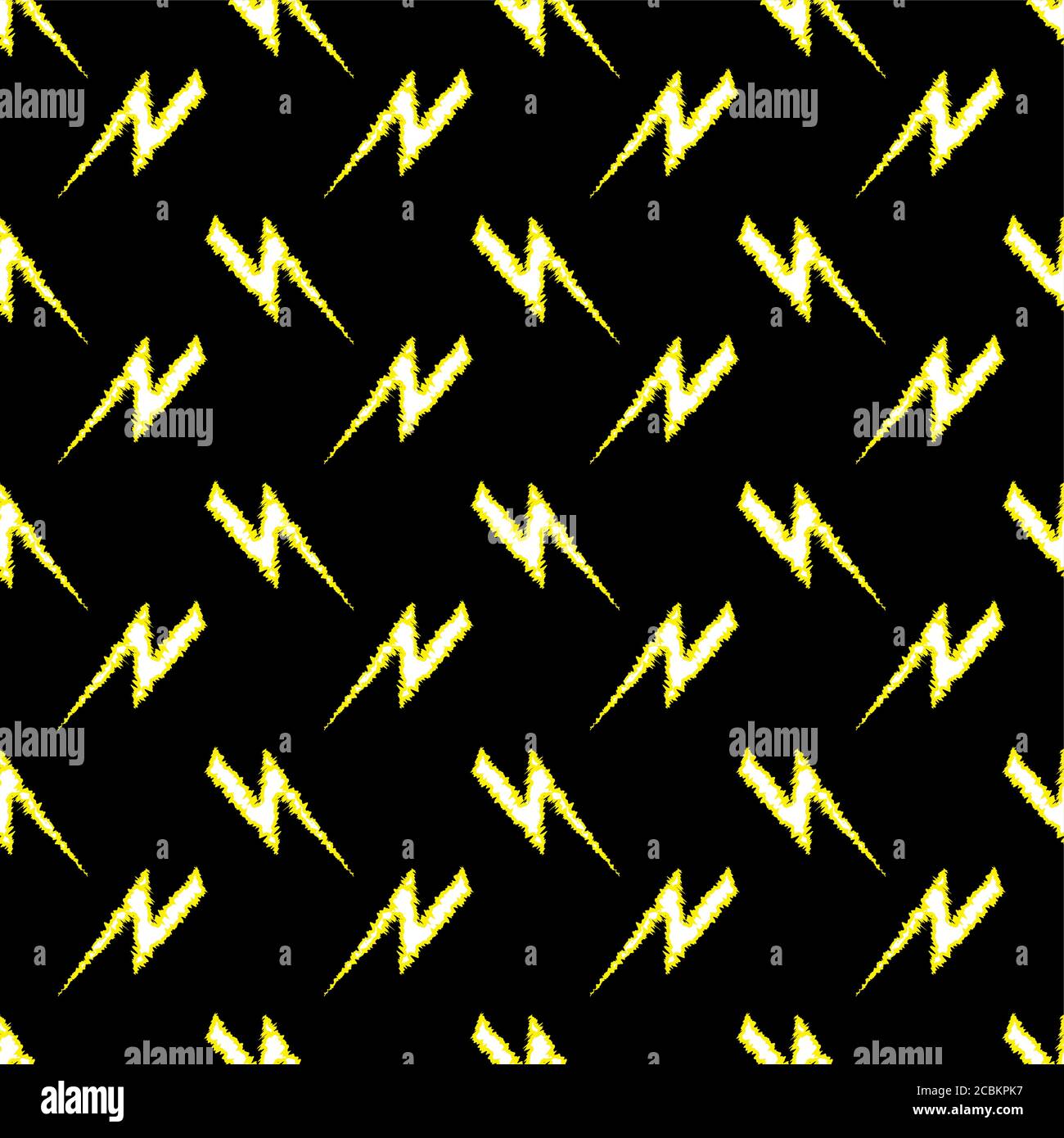 Vector illustration symbolizing force, the power. Seamless pattern with regularly repeating lightning. Stock Vector