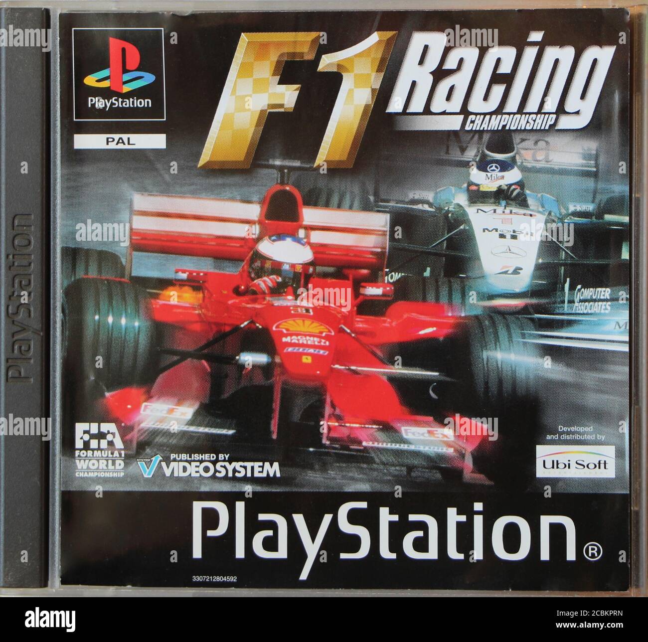 Stock photo of the Original Playstation One official FI racing game CD box cover from Ubisoft Stock Photo