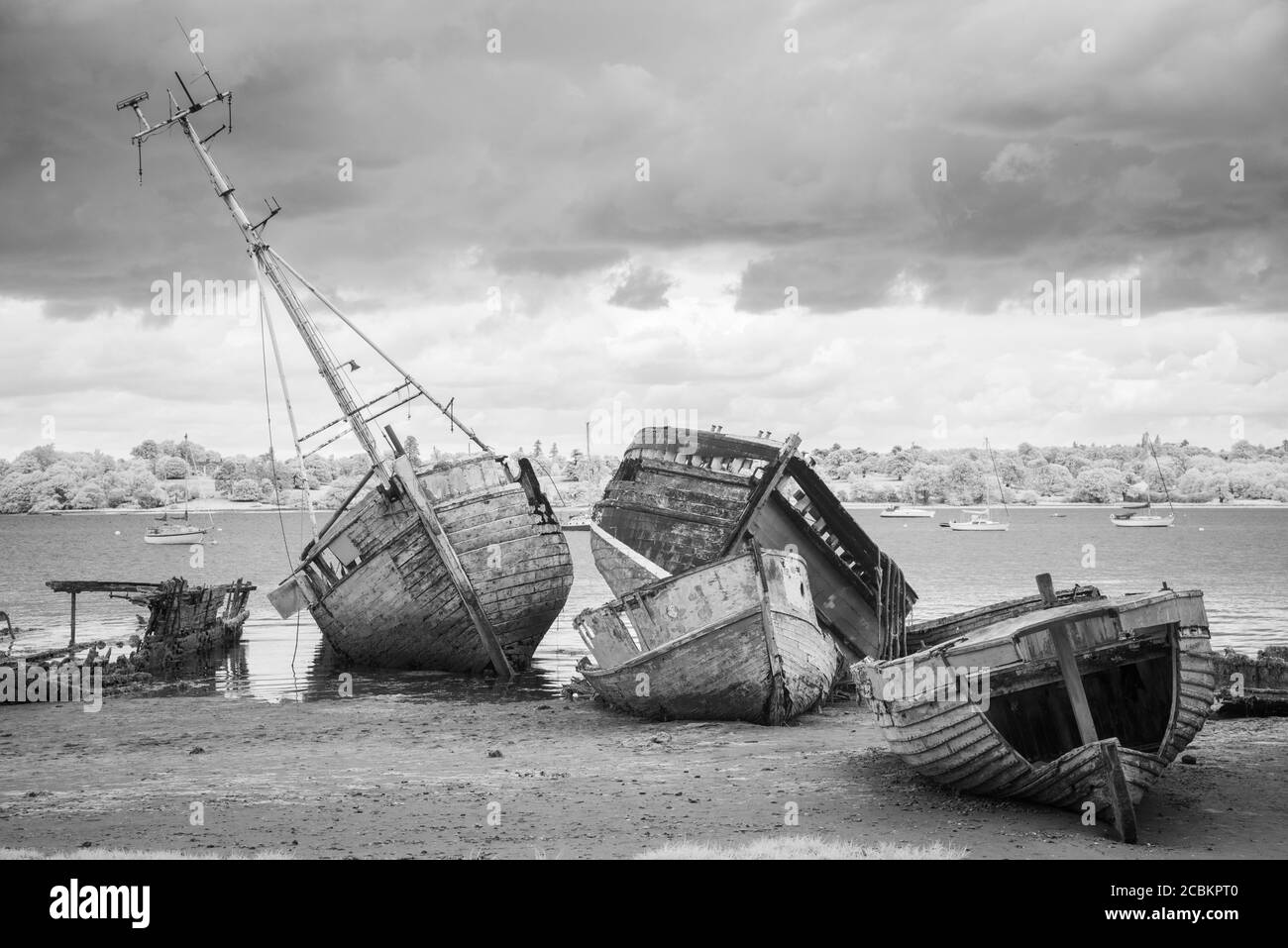 Old wrecked boats on the River Orwell Stock Photo