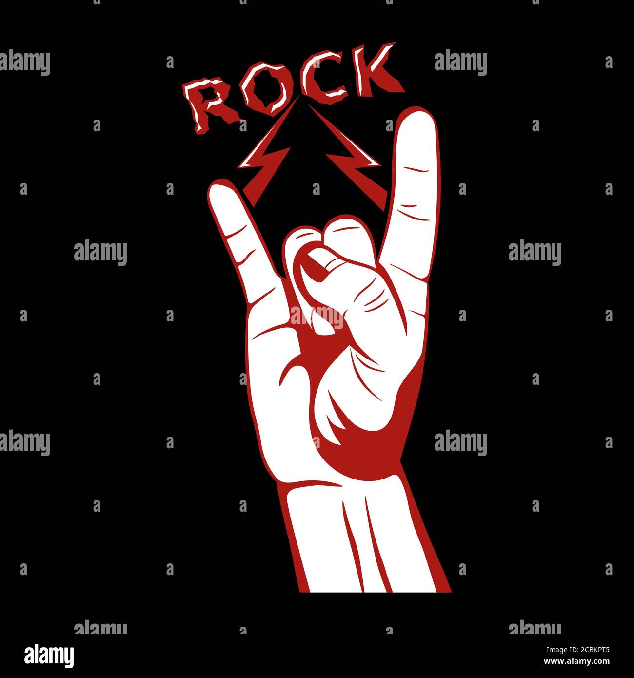 Gesture of a hand with lightnings.Sign rock'n'roll.Symbol we together ...