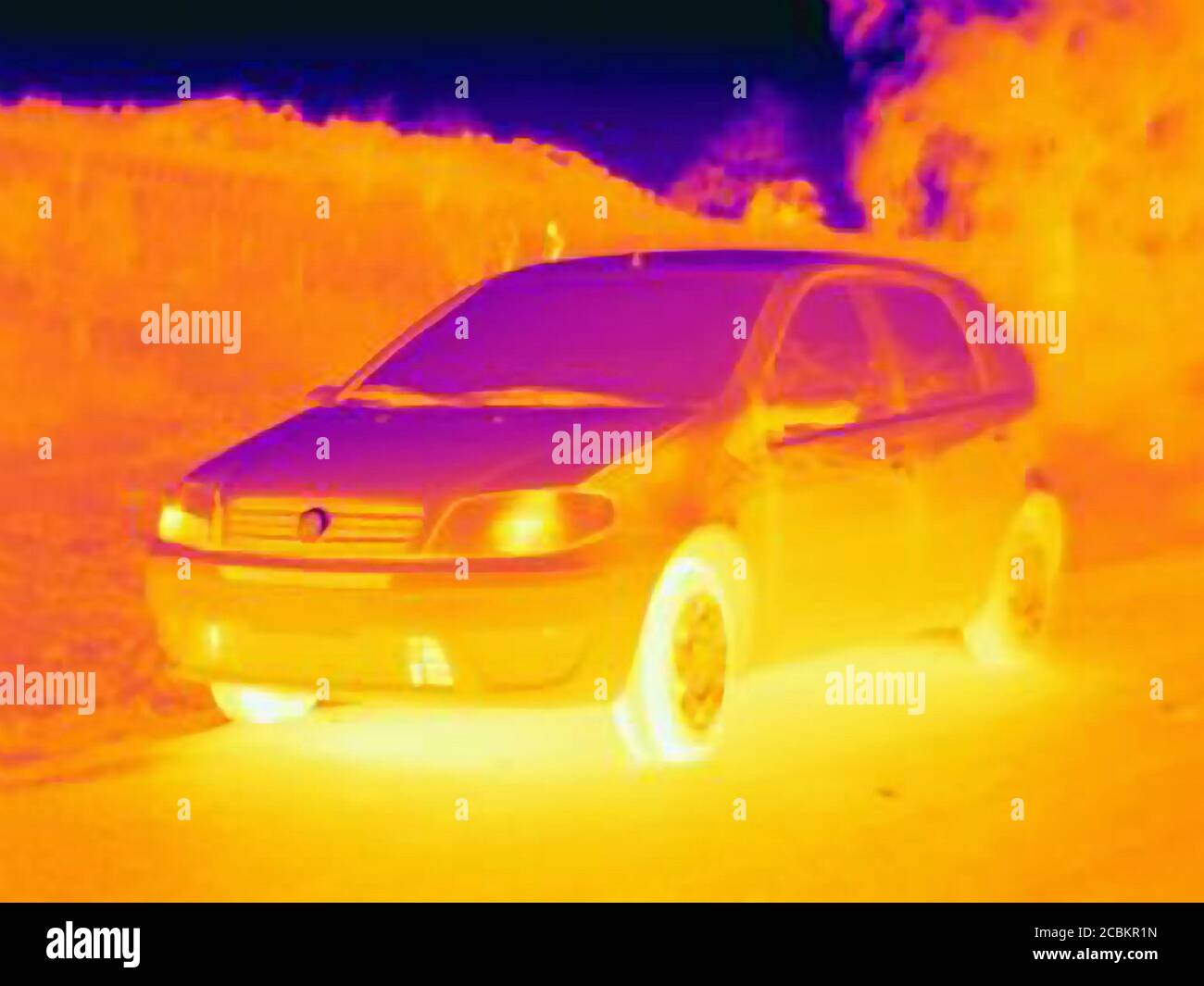 Thermal image of car on city street Stock Photo Alamy