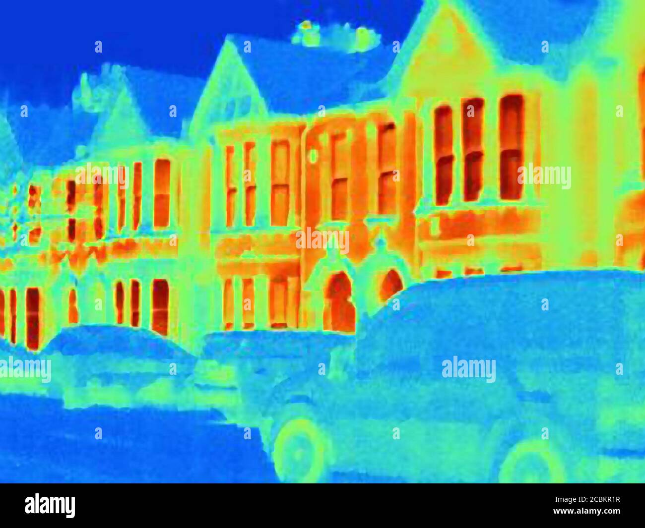 Thermal image of houses on city street Stock Photo Alamy