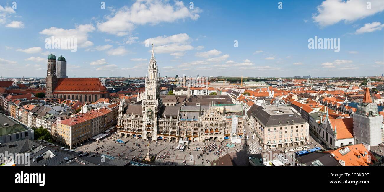 View of Marienplatz from St Peters, Munich, Germany Stock Photo