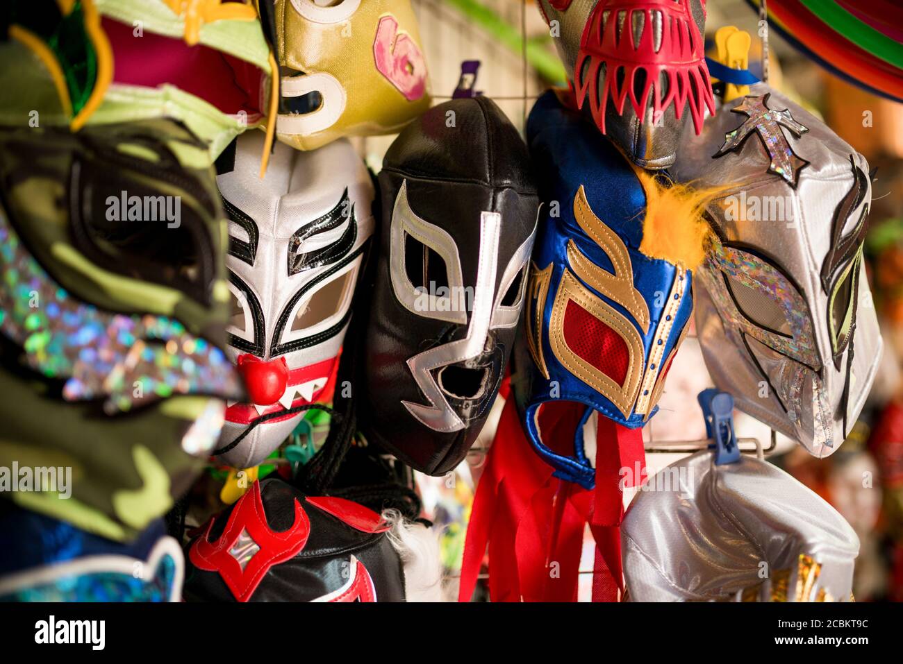Wrestling mask souvenirs, San Miguel de Allende, Guanajuato, Mexico Stock Photo