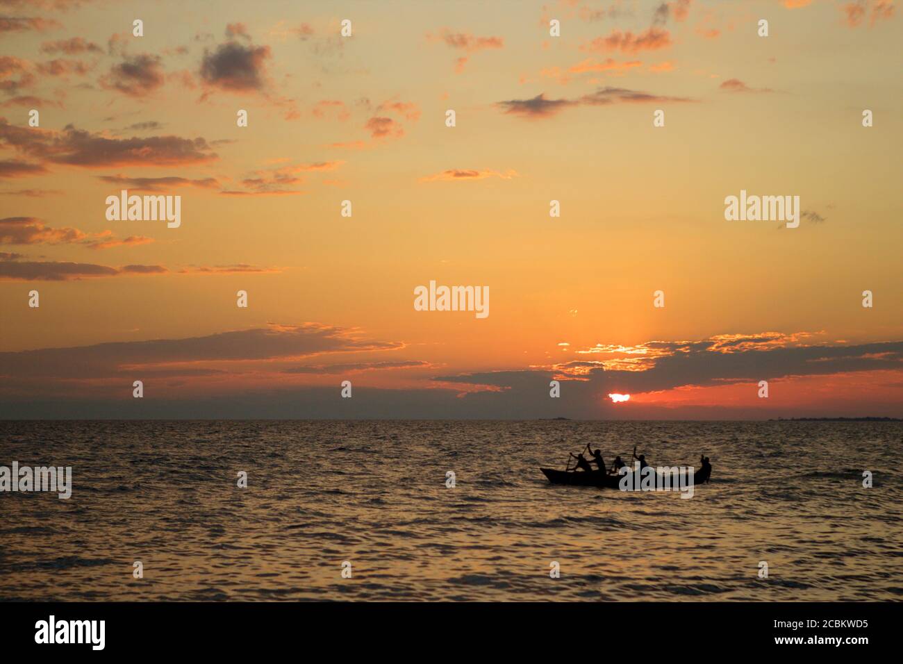 Lake Malawi at sunset, Malawi Stock Photo