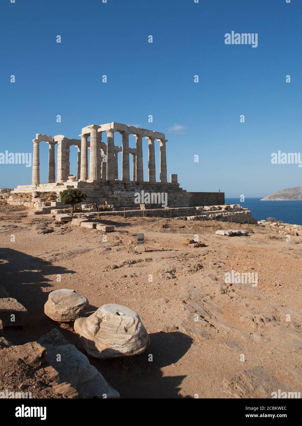 Temple of Poseidon and sea at Cape Sounion, Athens, Greece Stock Photo ...